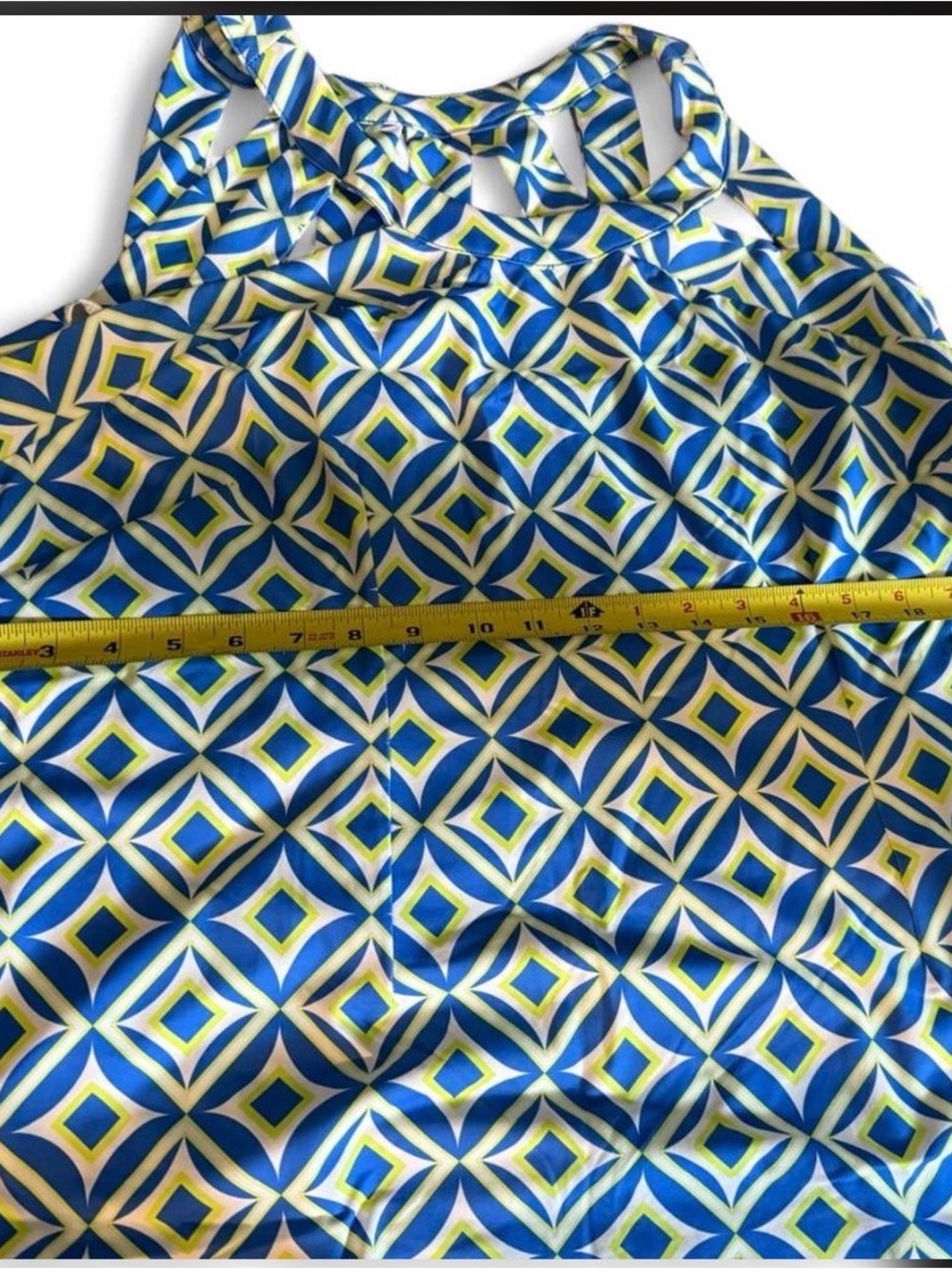 Lulu-B Blue White and Yellow Geometric Tank Top - Picture 2 of 6